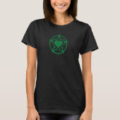 Green Pagan Herz Symbol Cheeky Hexe T-Shirt (Vorderseite)