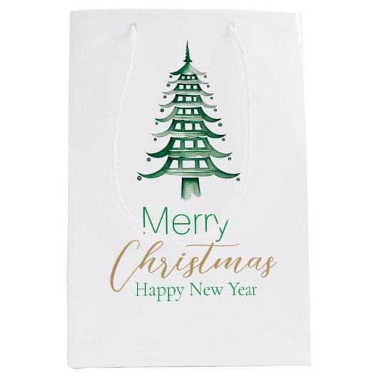 Green Pagoda Weihnachtsbaum Geschenktasche Mittlere Geschenktüte (Vorderseite)