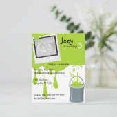 Green Paint Can Kindergeburtstag Party Einladungen (Stehend Vorderseite)