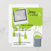 Green Paint Can Kindergeburtstag Party Einladungen (Vorne/Hinten)