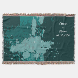 Green Paint Spritzer Outdoor Wedding Party Blanket Decke