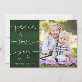 Green Painted Peace Liebe Joy Foto Holiday Card Feiertagskarte