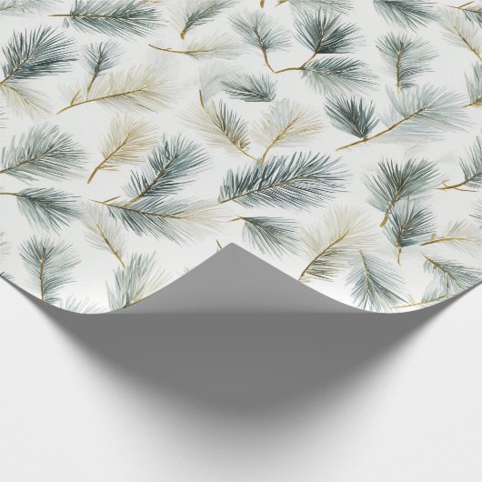 Green painterly spruce and pine pattern geschenkpapier (Ecke)