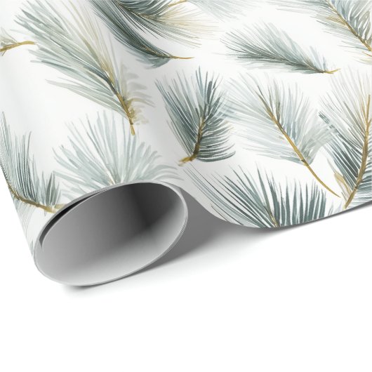 Green painterly spruce and pine pattern geschenkpapier (Rolleneckpunkt)