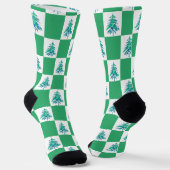 Green Painterly Xmas Tree Checkerboard Socken (Gewinkelt)
