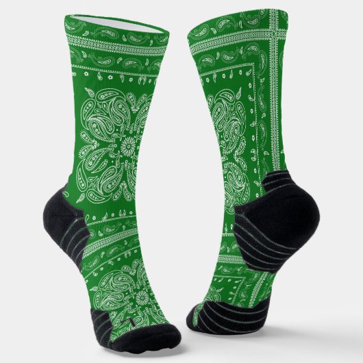 Green Paisley Bandana Print Socks Socken (Gewinkelt)