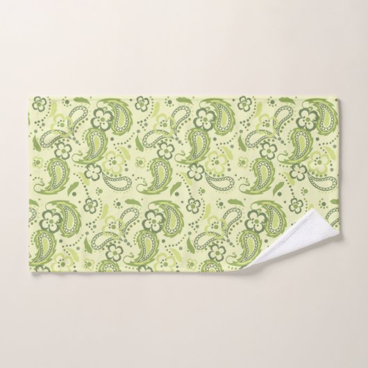 Green Paisley Floral Badhandtuch Set (Handtuch)