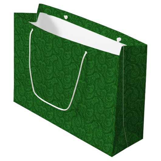 Green Paisley Große Geschenktüte (Vorderseite Schrägansicht)