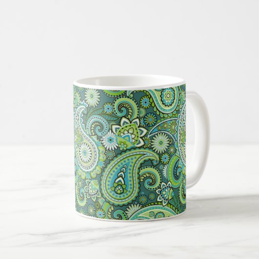 Green Paisley Kaffeetasse (VorderseiteRechts)