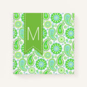 Green Paisley Mit Monogramm Notebook Notizbuch (Vorderseite)