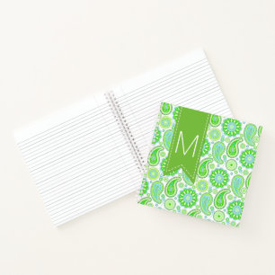 Green Paisley Mit Monogramm Notebook Notizbuch