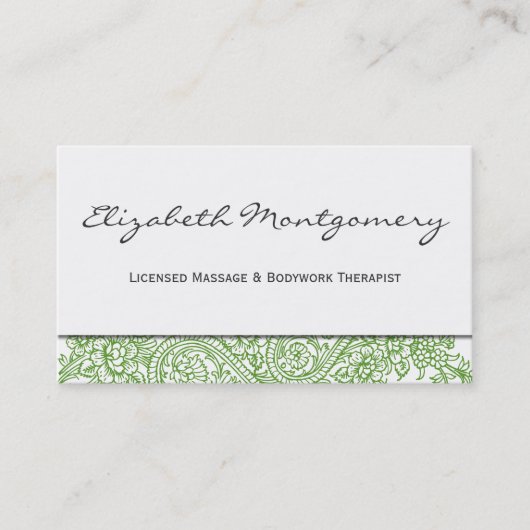Green Paisley Modern Appointing Business Card Terminkarte (Vorderseite)
