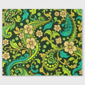 Green Paisley Pattern Geschenkpapier (Flach)