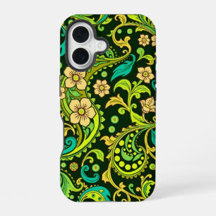 Green Paisley Pattern iPhone 16 Hülle