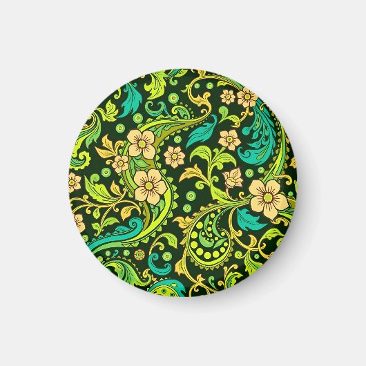 Green Paisley Pattern Magnet (Vorne)