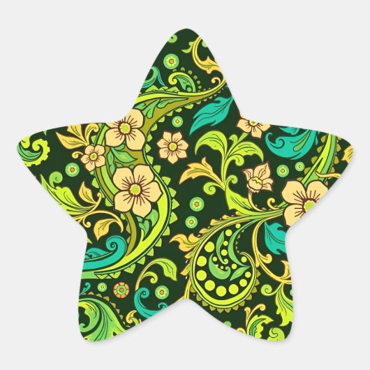 Green Paisley Pattern Stern-Aufkleber (Vorderseite)