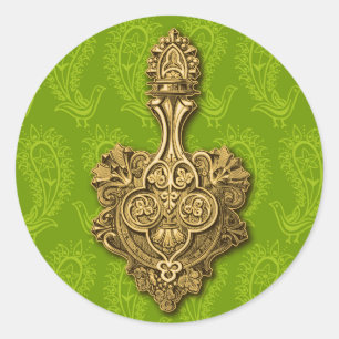 Green Paisley Peacocks Sticker / Umschlag Aufklebe