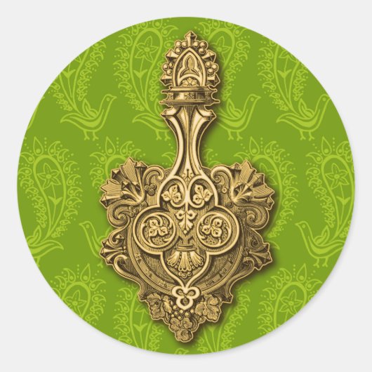 Green Paisley Peacocks Sticker / Umschlag Aufklebe (Vorderseite)