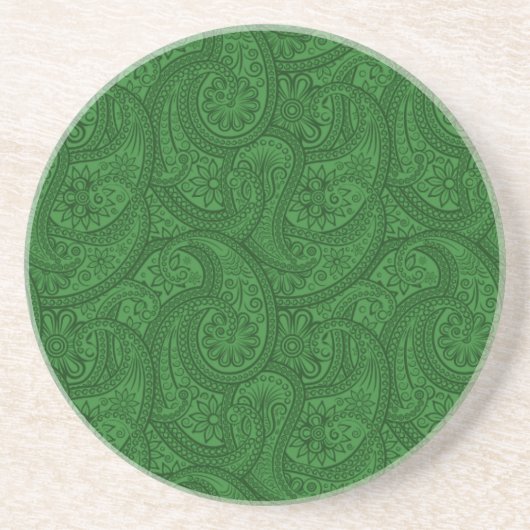 Green Paisley Sandstein Untersetzer (Vorne)