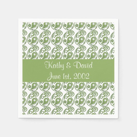Green Paisley (Wedding) Serviette (Vorderseite)