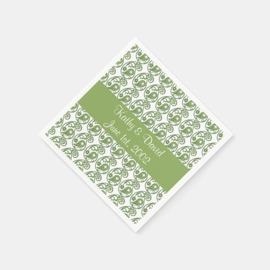 Green Paisley (Wedding) Serviette (Ecke)