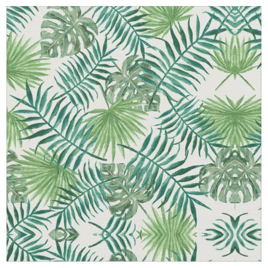Green Palm Blätter Art Aquarellbilder Stoff (Nahaufnahme)