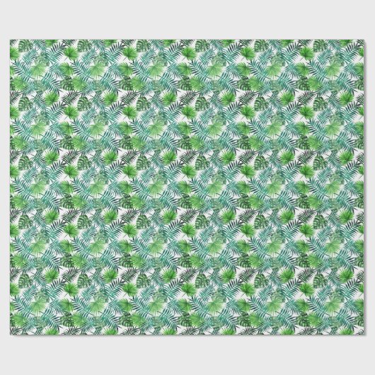 Green Palm Blätter Design Geschenkpapier (Flach)