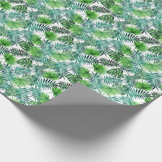 Green Palm Blätter Design Geschenkpapier (Ecke)