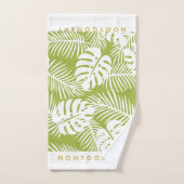 Green Palm Blätter Jungle Muster Personalisiert Badhandtuch Set (Handtuch)