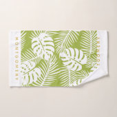 Green Palm Blätter Jungle Muster Personalisiert Badhandtuch Set (Handtuch)
