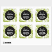 Green Palm Blätter Jungle Pattern Hochzeit Dank Quadratischer Aufkleber (Blatt)