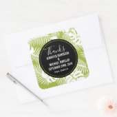 Green Palm Blätter Jungle Pattern Hochzeit Dank Quadratischer Aufkleber (Umschlag)