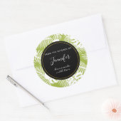 Green Palm Blätter Jungle Pattern Küche Backen Runder Aufkleber (Umschlag)