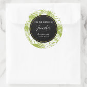 Green Palm Blätter Jungle Pattern Küche Backen Runder Aufkleber (Tasche)