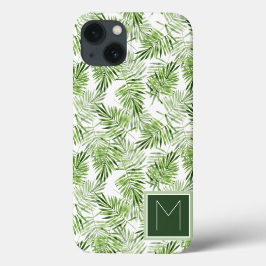 Green Palm Blätter | Monogramm Case-Mate iPhone Hülle (Rückseite)