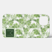 Green Palm Blätter | Monogramm Case-Mate iPhone Hülle (Rückseite (Horizontal))