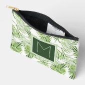 Green Palm Blätter | Monogramm Zubehörtasche (Offen)