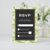 Green Palm Blätter Rainforest Muster Hochzeit RSVP Karte (Stehend Vorderseite)
