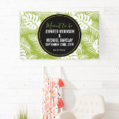 Green Palm Blätter Rainforest Pattern Hochzeit Banner (Insitu)
