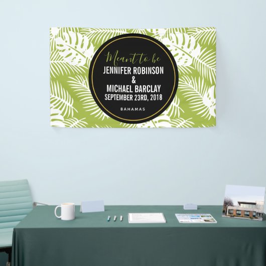 Green Palm Blätter Rainforest Pattern Hochzeit Banner (Messeveranstaltung)