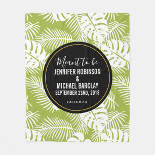 Green Palm Blätter Rainforest Pattern Hochzeit Fleecedecke