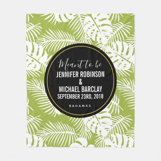 Green Palm Blätter Rainforest Pattern Hochzeit Fleecedecke (Vorderseite)