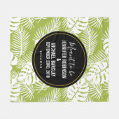 Green Palm Blätter Rainforest Pattern Hochzeit Fleecedecke (Vorderseite (Horizontal))