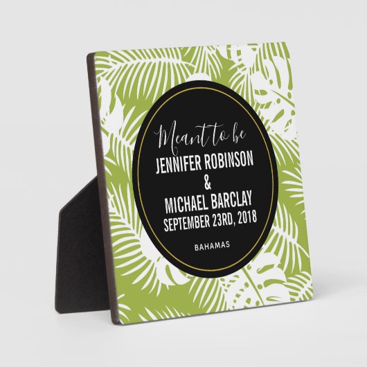 Green Palm Blätter Rainforest Pattern Hochzeit Fotoplatte (Vorderseite)