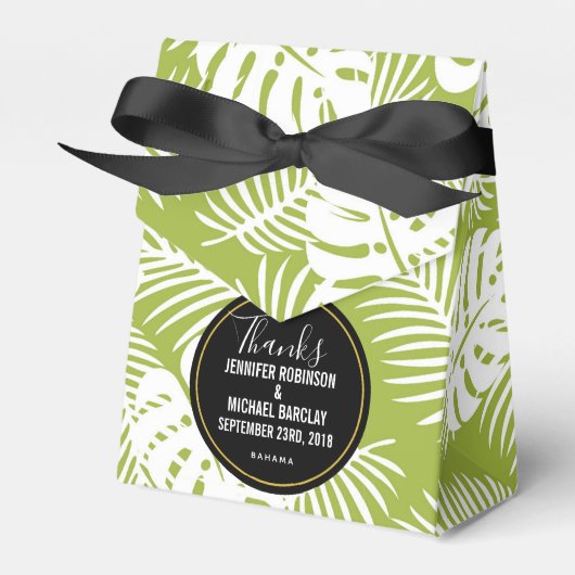Green Palm Blätter Rainforest Pattern Hochzeit Geschenkschachtel (Vorderseite)