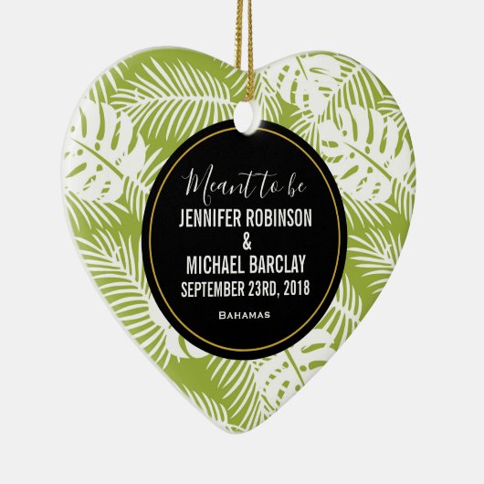 Green Palm Blätter Rainforest Pattern Hochzeit Keramik Ornament (Rechts)