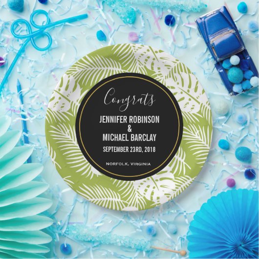 Green Palm Blätter Rainforest Pattern Hochzeit Pappteller (Party)