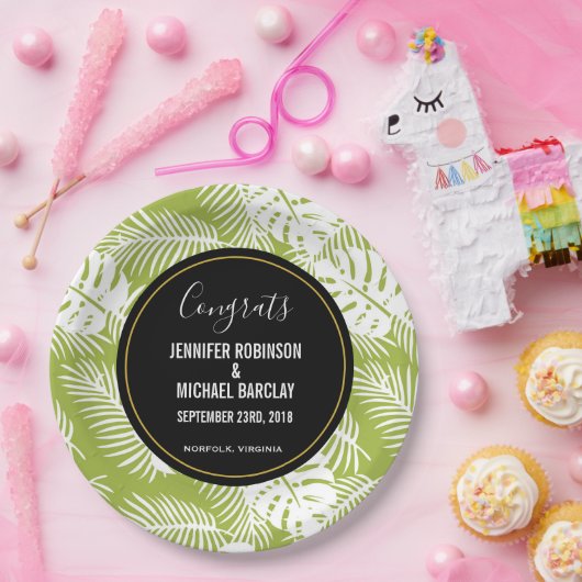 Green Palm Blätter Rainforest Pattern Hochzeit Pappteller (Party)