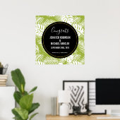Green Palm Blätter Rainforest Pattern Hochzeit Poster (Heimbüro)