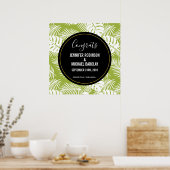 Green Palm Blätter Rainforest Pattern Hochzeit Poster (Küche)